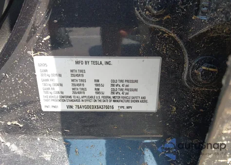 2025 Tesla Model Y Long Range Dual Motor All-Wheel Drive из США, поврежденный, VIN 7SAYGDEDXSA376016